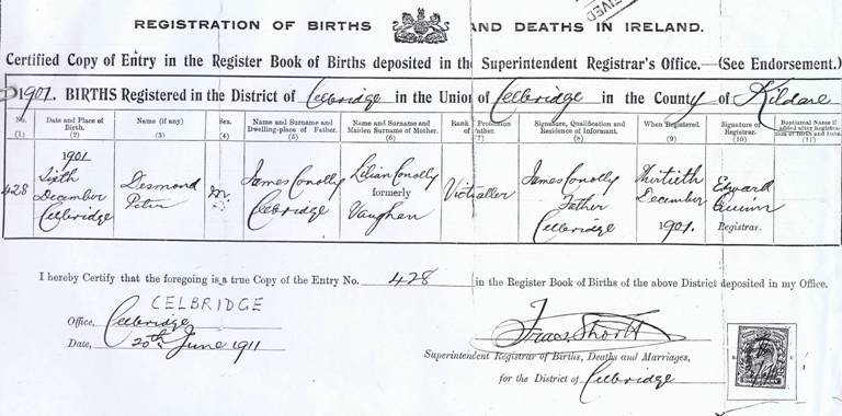 1901 desmond birth