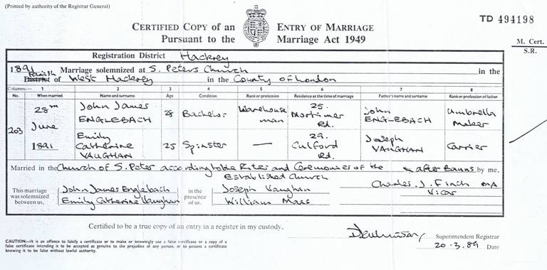 1891 emily engelbach marriage