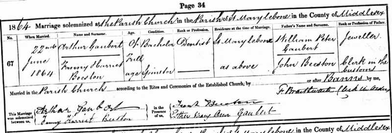 arthur marriage 1864